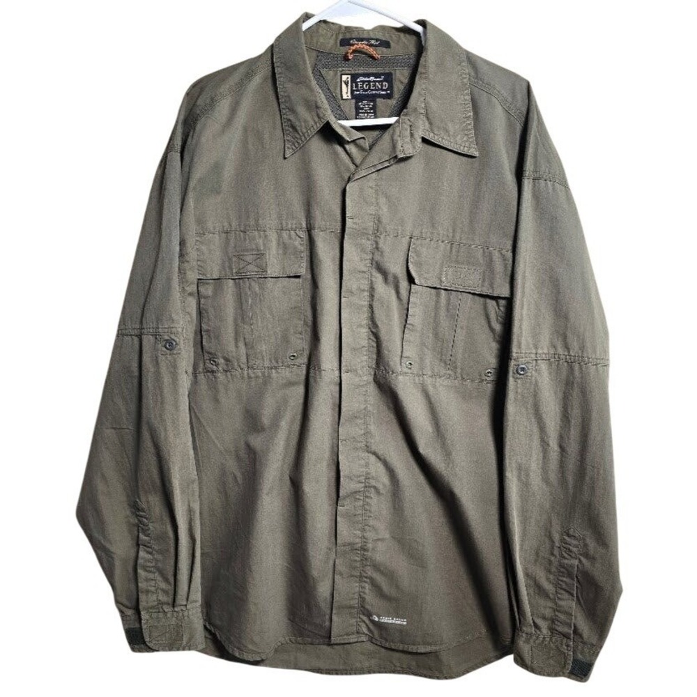Eddie Bauer Legend Cascadia Shirt Mens‎ XL Olive Green Vented Fishing. 616